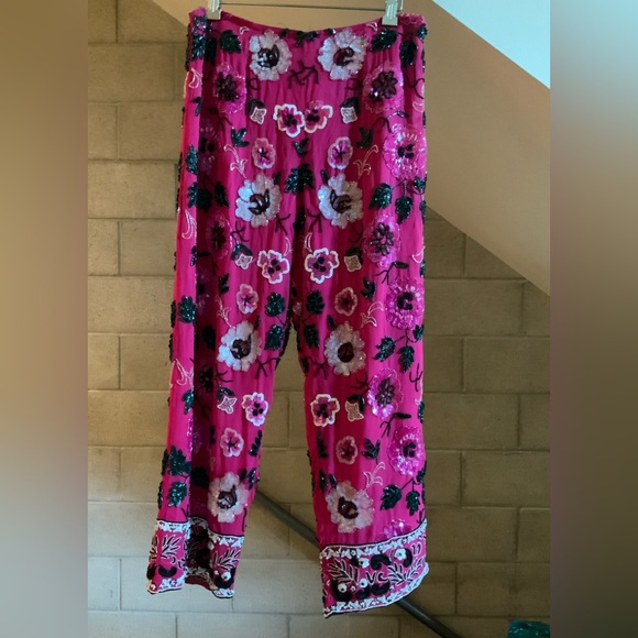 Cache  Pink beaded floral pants sz m - Picture 1 of 15